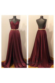 Rochie realizata din France satin Burgundy